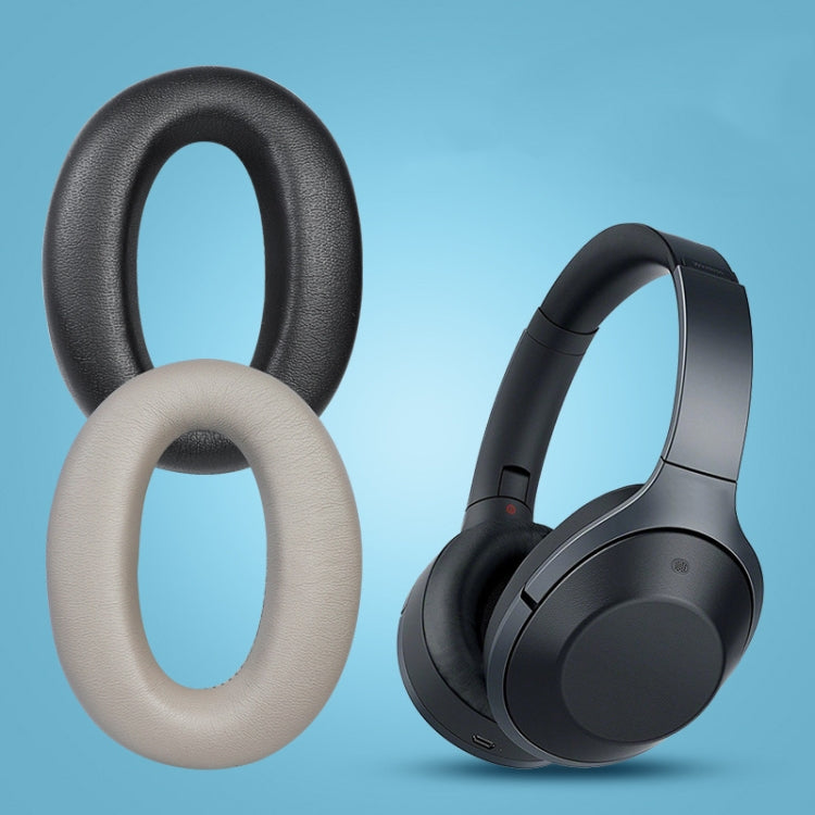 2 PCS Leather Headset Earmuffs for Sony 1000XM4 Black Lambskin No Snap - Earmuff & Pad by PMC TechLife | Online Shopping South Africa | PMC TechLife
