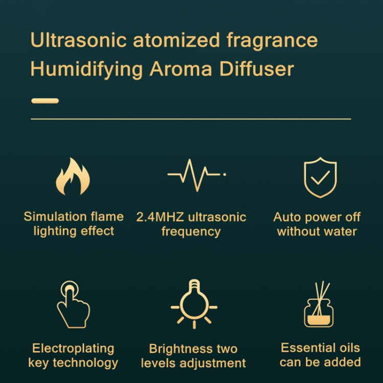 Flame Aroma Diffuser Night Light Humidifier(Black) - Air Purifiers & Accessories by PMC TechLife | Online Shopping South Africa | PMC TechLife