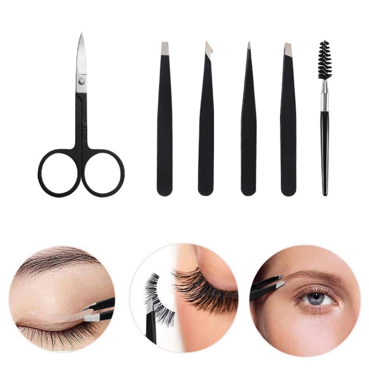 6-In-1 Stainless Steel Eyebrow Trimming Set(Black) - Eyes by PMC Jewellery | Online Shopping South Africa | PMC Jewellery