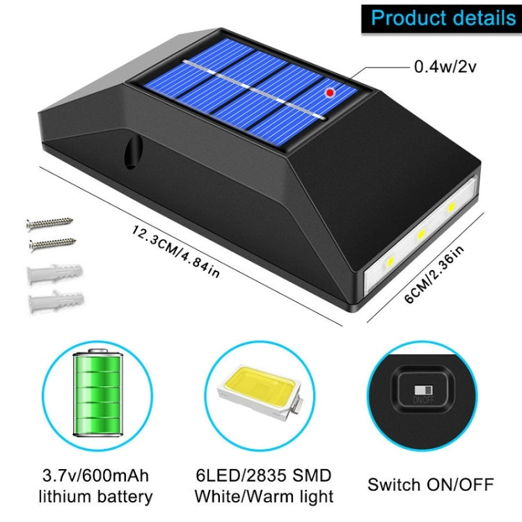 Outdoor Decorative Waterproof Solar Wall Light, Spec: 6 LEDs Warm Light - With Solar Panel by PMC Jewellery | Online Shopping South Africa | PMC Jewellery