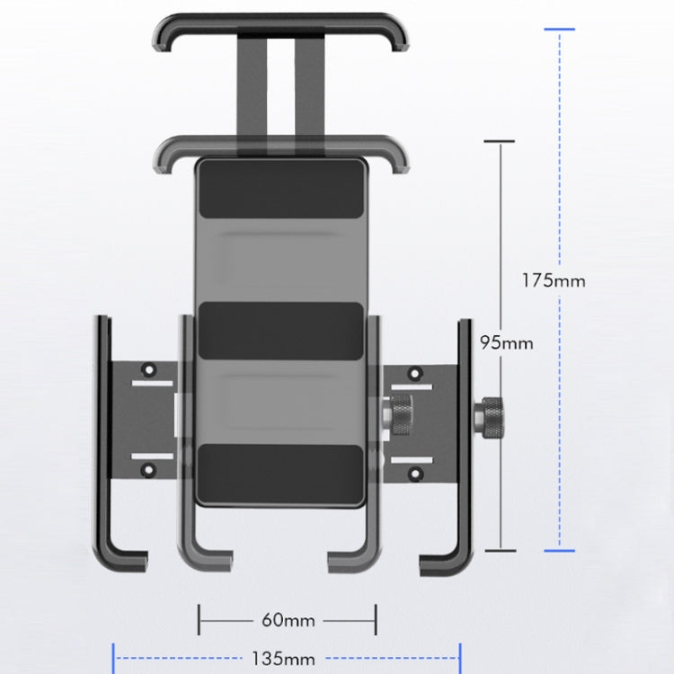 QX-21 Aluminum Alloy Bicycle Shockproof Riding Navigation Mobile Phone Holder(Black) - Holders by PMC Jewellery | Online Shopping South Africa | PMC Jewellery