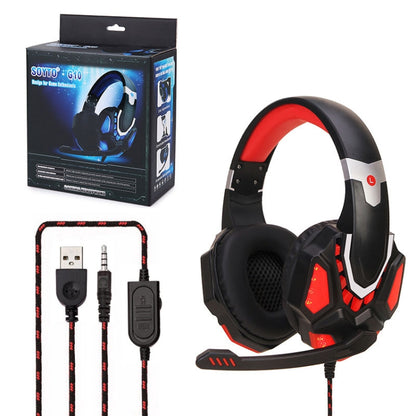 Soyto G10 Gaming Computer Headset For USB (Black Red) - Multimedia Headset by Soyto | Online Shopping South Africa | PMC Jewellery