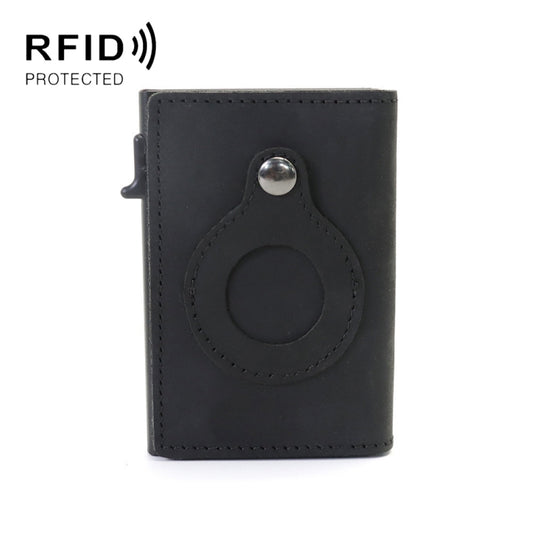 Anti-Theft Positioning Wallet Men Card Holder Mini Wallets For Airtag(Cowhide Black) - Wallet Series by PMC Jewellery | Online Shopping South Africa | PMC Jewellery