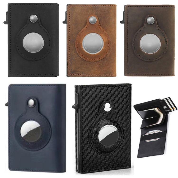 Anti-Theft Positioning Wallet Men Card Holder Mini Wallets For Airtag(Cowhide Carbon Fiber) - Wallet Series by PMC TechLife | Online Shopping South Africa | PMC TechLife