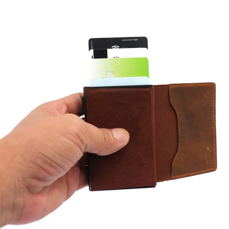 Anti-Theft Positioning Wallet Men Card Holder Mini Wallets For Airtag(Cowhide Brown) - Wallet Series by PMC TechLife | Online Shopping South Africa | PMC TechLife