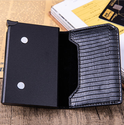 Lizard Pattern RFID Anti-Theft Card Holder With Tracker Hole For Airtag(Black) - Wallet Series by PMC Jewellery | Online Shopping South Africa | PMC Jewellery