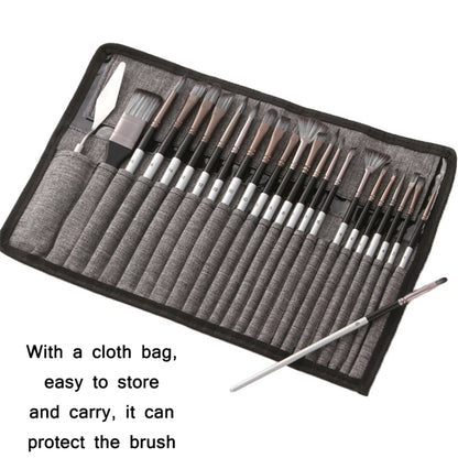 24 PCS/Set Canvas Bag Nylon Wool Gouache Brush Set(Pearl White Pole Black Bag) - Art Supplies by PMC Jewellery | Online Shopping South Africa | PMC Jewellery