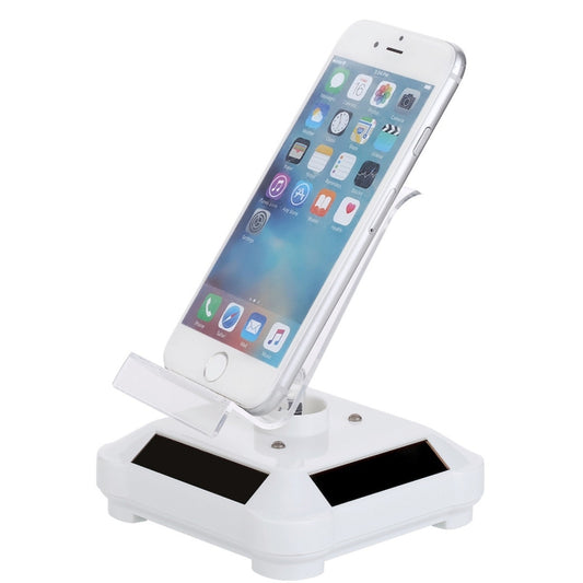 Solar Turntable Mobile Phone Stand Display Stand With Coloful Light(White) - Desktop Holder by PMC Jewellery | Online Shopping South Africa | PMC Jewellery