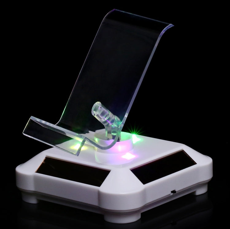 Solar Turntable Mobile Phone Stand Display Stand With Coloful Light(Gold) - Desktop Holder by PMC Jewellery | Online Shopping South Africa | PMC Jewellery