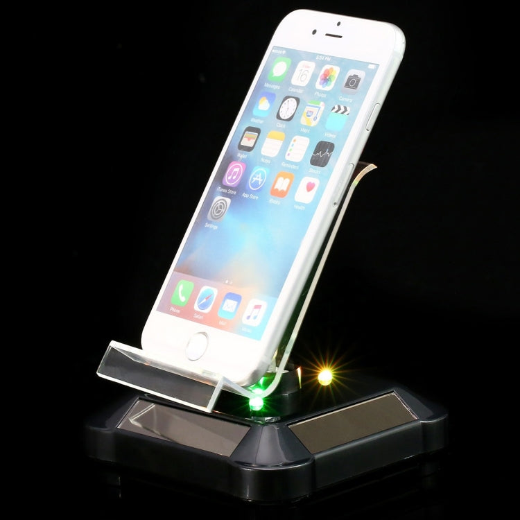 Solar Turntable Mobile Phone Stand Display Stand With Coloful Light(Black) - Desktop Holder by PMC Jewellery | Online Shopping South Africa | PMC Jewellery