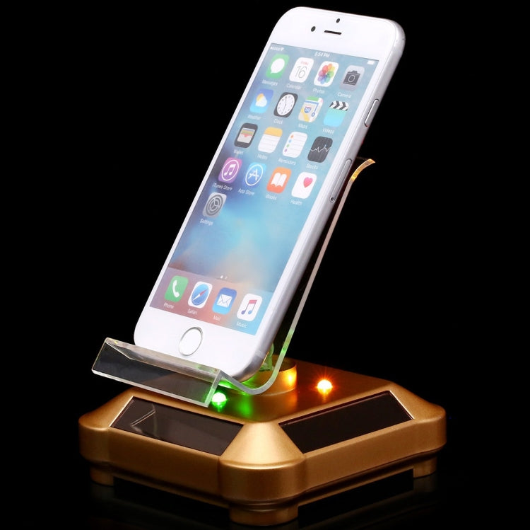 Solar Turntable Mobile Phone Stand Display Stand With Coloful Light(Silver) - Desktop Holder by PMC Jewellery | Online Shopping South Africa | PMC Jewellery