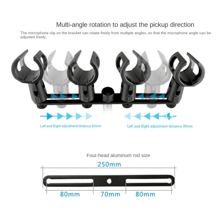 A18 Four-headed  Microphone Clip Aluminum Pole Microphone Accessories - Microphone by PMC Jewellery | Online Shopping South Africa | PMC Jewellery