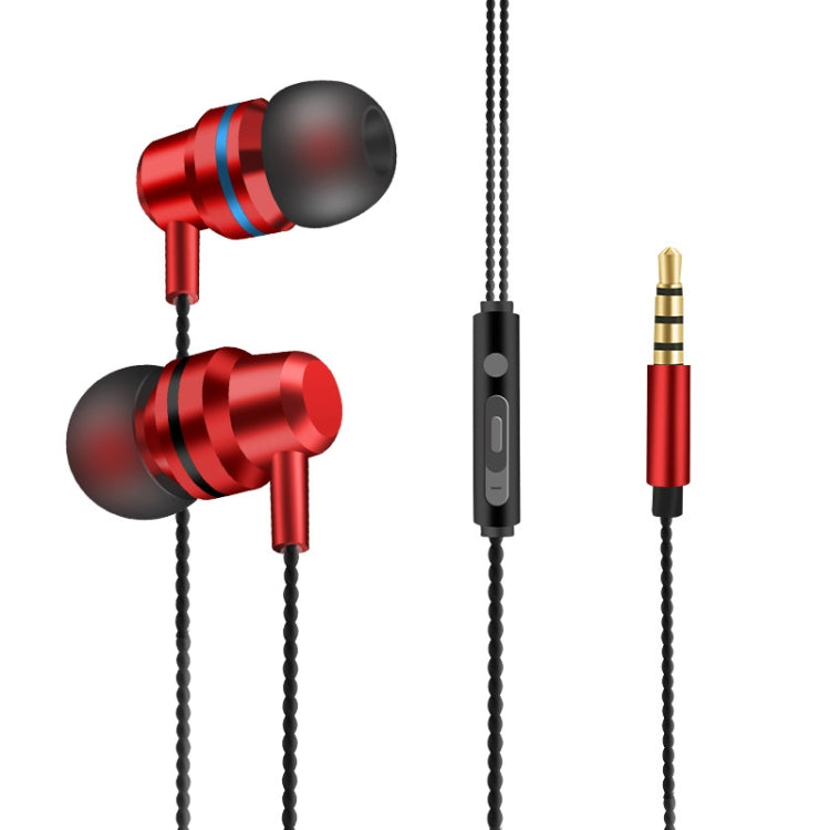 2 PCS TS8 3.5mm In-Ear Metal Wired Control Phone Earphone(Red) - In Ear Wired Earphone by PMC Jewellery | Online Shopping South Africa | PMC Jewellery