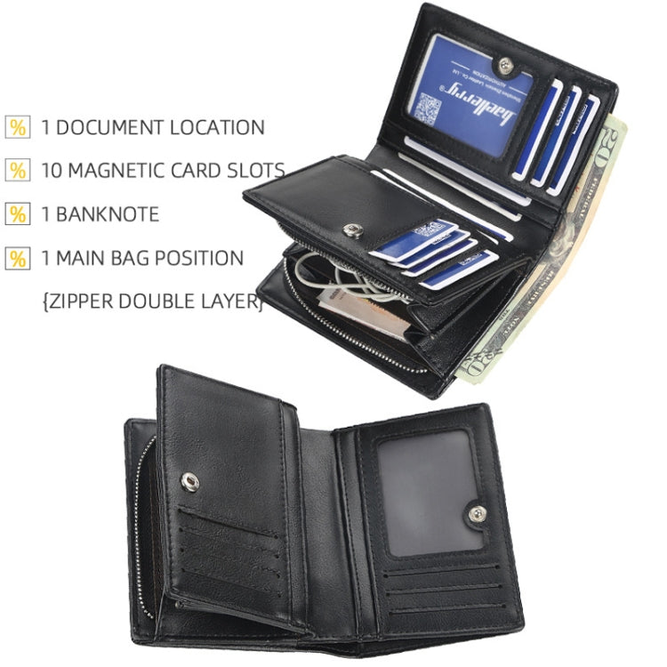 Baellerry D3216 Men Short Vertical Multi-Card Snap Coin Purse(Brown) - Wallets by Baellerry | Online Shopping South Africa | PMC TechLife | Buy Now Pay Later Mobicred