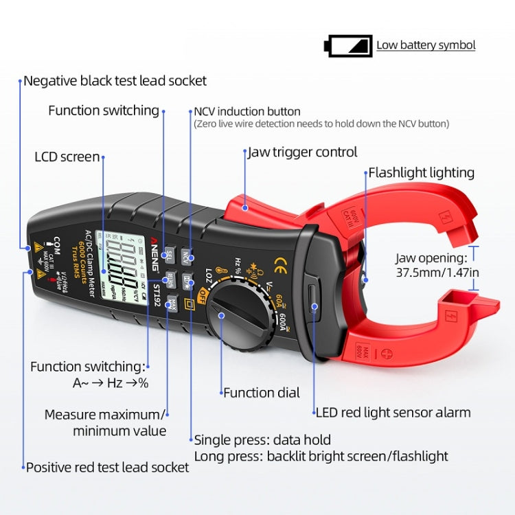 ANENG ST192 600A DC Current Multifunctional AC And DC Clamp Digital Meter - free shipping - PMC TechLife - Order now!