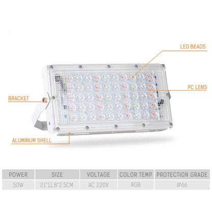50W LED RGB Waterproof Ultra-light Outdoor Flood Light with Remote Control - Floodlights by PMC Jewellery | Online Shopping South Africa | PMC Jewellery