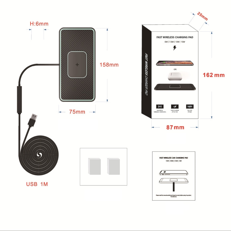 C1-PRO 2 In 1 15W Car Wireless Charging Anti-Slip Pad With Luminous For AirPods / iPhone - free shipping - PMC TechLife - Order now!