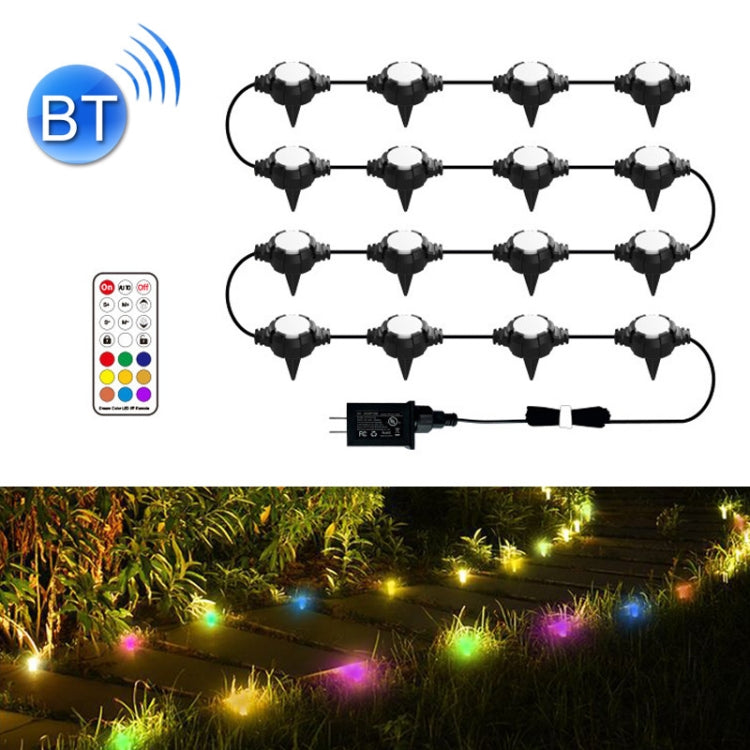 F16C 16 LEDs RGB Bluetooth String Lights Outdoor Waterproof Buried Lamp, US Plug(Black) - Holiday Lights by PMC Jewellery | Online Shopping South Africa | PMC Jewellery