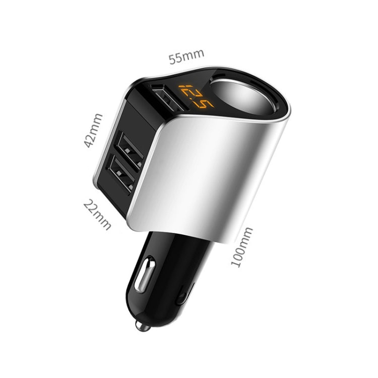 HY10 3 In 1 Cigarette Lighter Conversion Plug Car Charger(Silver) - Car Charger by PMC Jewellery | Online Shopping South Africa | PMC Jewellery