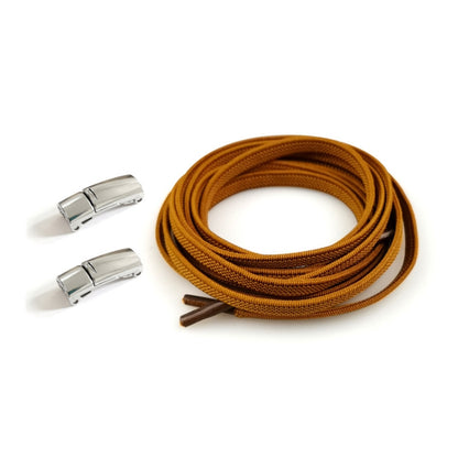 1 Pair SLK28 Metal Magnetic Buckle Elastic Free Tied Laces, Style: Silver Magnetic Buckle+Brown Shoelaces - shoelaces by PMC Jewellery | Online Shopping South Africa | PMC Jewellery