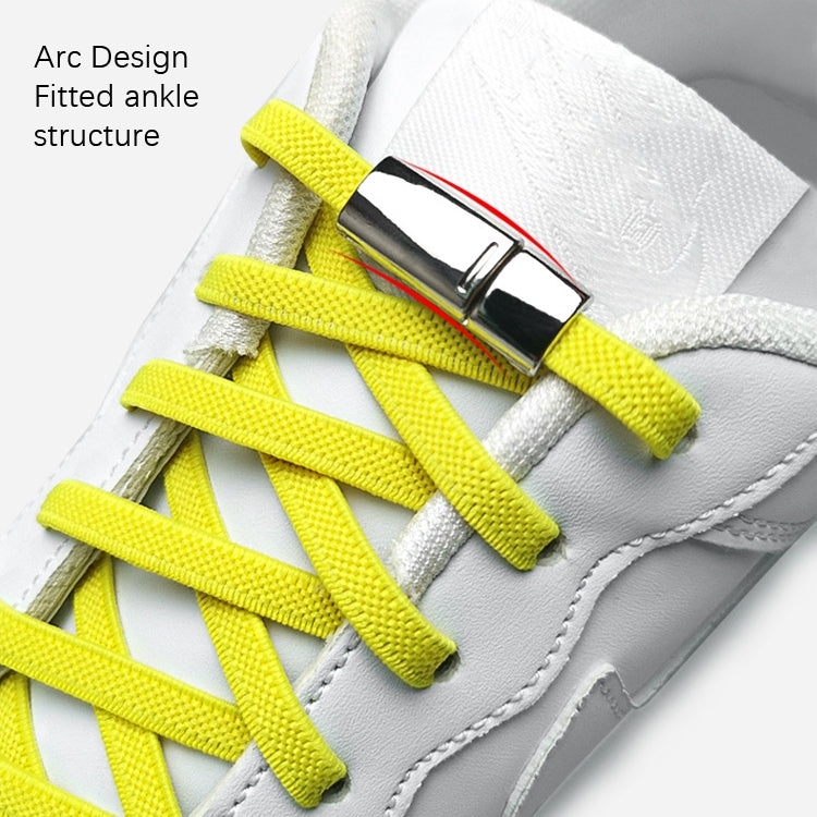 1 Pair SLK28 Metal Magnetic Buckle Elastic Free Tied Laces, Style: Silver Magnetic Buckle+Khaki Shoelaces - shoelaces by PMC Jewellery | Online Shopping South Africa | PMC Jewellery