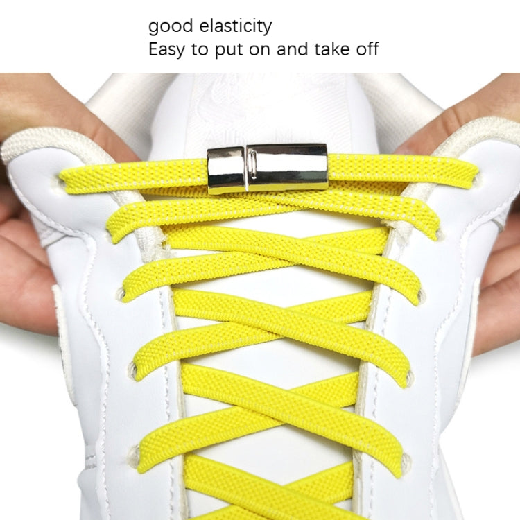 1 Pair SLK28 Metal Magnetic Buckle Elastic Free Tied Laces, Style: Silver Magnetic Buckle+Khaki Shoelaces - shoelaces by PMC Jewellery | Online Shopping South Africa | PMC Jewellery