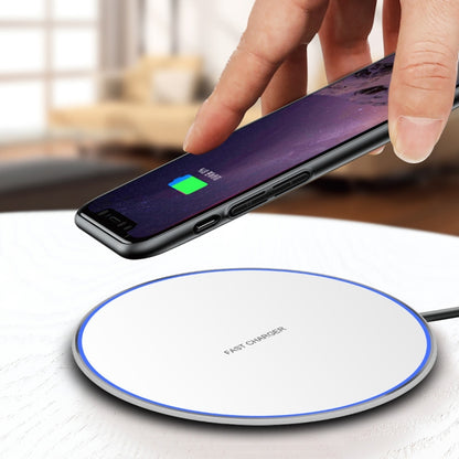 15W Metal Round Wireless Charger Smart Fast Charge(Silver + White Surface) - Wireless Charger by PMC Jewellery | Online Shopping South Africa | PMC Jewellery