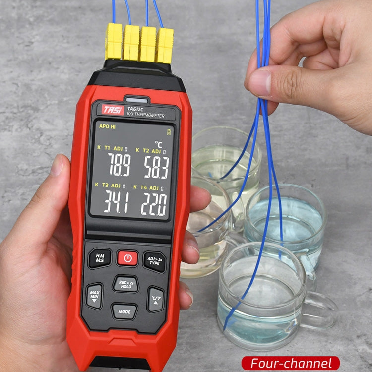TASI Contact Temperature Meter K-Type Thermocouple Probe Thermometer, Style: TA612C 4 Channels - free shipping - PMC TechLife - Order now!