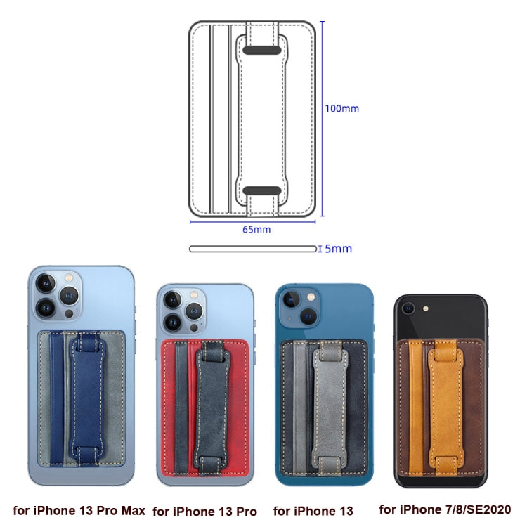 2 PCS Leather Phone Card Sleeve Back Sticker Wrist Pull Strap Holder(Brown) - free shipping - PMC TechLife - Order now!