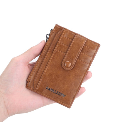 BAELLERRY  K9149  Multi-Card Buckle Zip Coin Pocket Thin Card Holder(Coffee) - Card & Passport Bags by BAELLERRY | Online Shopping South Africa | PMC Jewellery