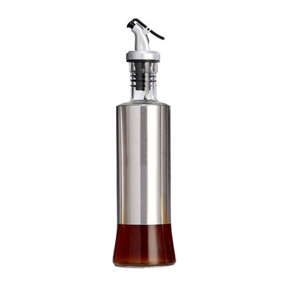 Stainless Steel Glass Oil Bottle Kitchen Pressed Seasoning Bottle, Capacity: 300ml - Condiment Bottles & Hip Flasks by PMC Jewellery | Online Shopping South Africa | PMC Jewellery