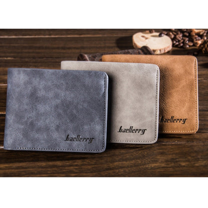 Baellerry BLR1152 Men Short Wallet Vintage Frosted Two Fold Wallet(Coffee Horizontal) - Wallets by Baellerry | Online Shopping South Africa | PMC Jewellery