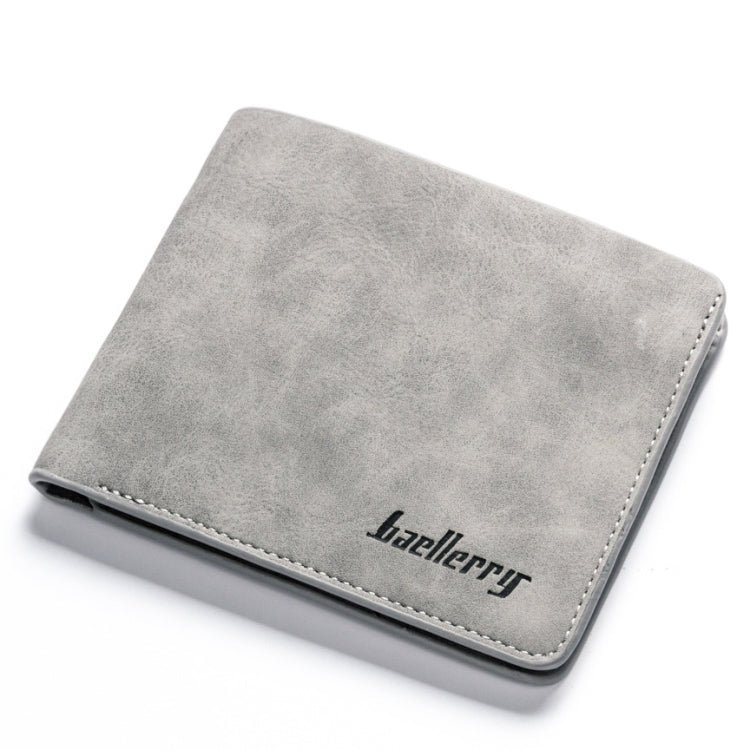Baellerry BLR1152 Men Short Wallet Vintage Frosted Two Fold Wallet(Gray Horizontal) - free shipping - PMC TechLife - Order now!