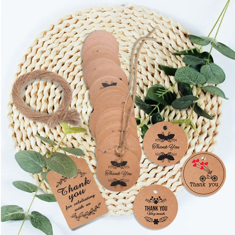 100pcs /Pack Kraft Paper Gift Tag With 20m Hemp Rope(L-14) - Gift Bags & Wrapping Supplies by PMC TechLife | Online Shopping South Africa | PMC TechLife
