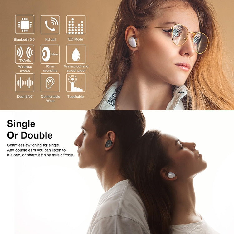 Mini Wireless With Charged Power Display ENC Bluetooth Headset(Black) - Bluetooth Earphone by PMC TechLife | Online Shopping South Africa | PMC TechLife