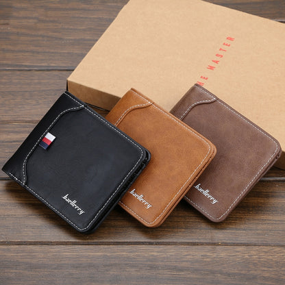 Baellerry Short Wallet Tri-fold Horizontal Coin Purse For Men(Light Coffee) - Wallets by Baellerry | Online Shopping South Africa | PMC Jewellery
