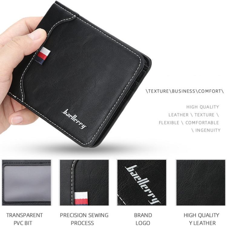 Baellerry Short Wallet Tri-fold Horizontal Coin Purse For Men(Black) - Wallets by Baellerry | Online Shopping South Africa | PMC TechLife | Buy Now Pay Later Mobicred