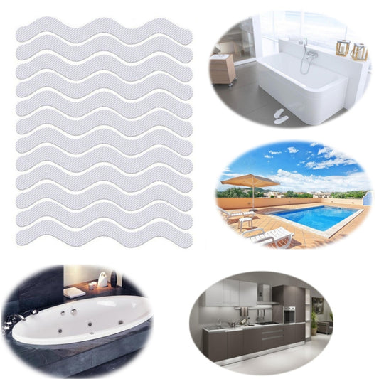 24pcs /Bag Wavy Shaped Safety Bathtub Non-Slip Sticker, Specification:  1.3 x 18cm(Transparent) - Adhesives & Sealers by PMC Jewellery | Online Shopping South Africa | PMC Jewellery