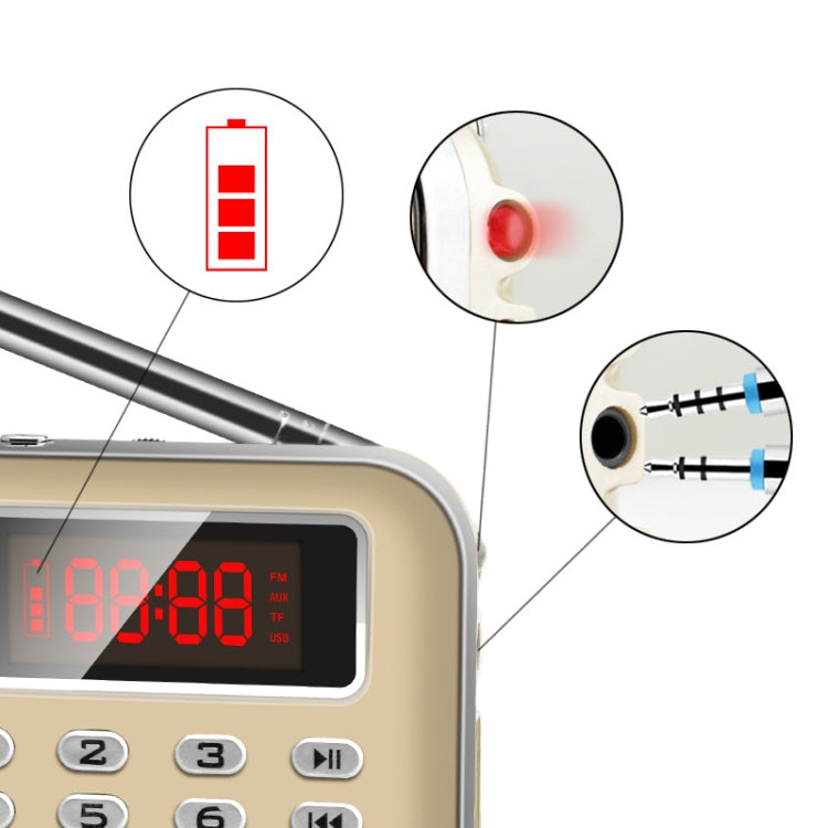 Y-619  FM/AM Mini Radio MP3 Rechargeable Music Player Support TF/SD Card with LED Display(Black) - Radio Player by PMC TechLife | Online Shopping South Africa | PMC TechLife