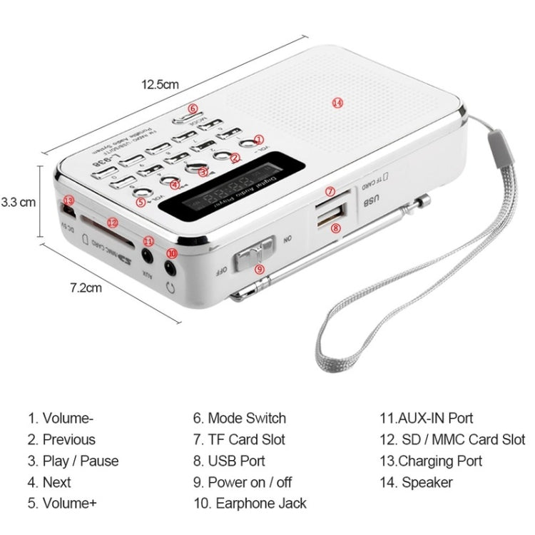 L-938  MP3 Audio Player FM Radio Support  SD MMC Card AUX-IN Earphone-out(Black) - Radio Player by PMC TechLife | Online Shopping South Africa | PMC TechLife
