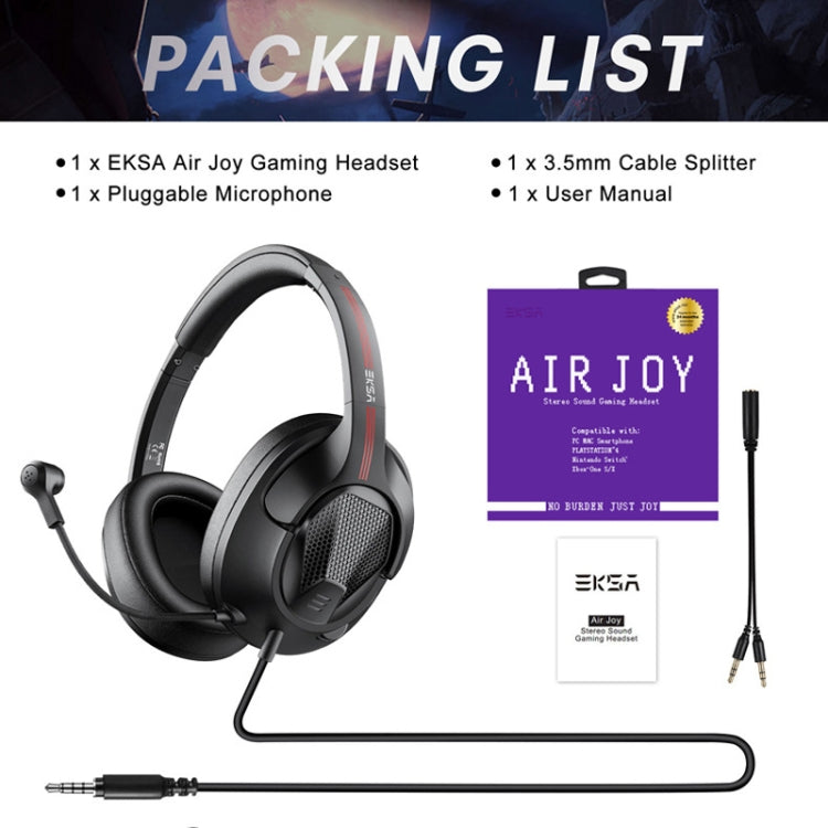 EKSA E3D Lightweight Adjustable Mic Gaming Wired Headset, Cable Length: 2m(Black) - Multimedia Headset by EKSA | Online Shopping South Africa | PMC Jewellery