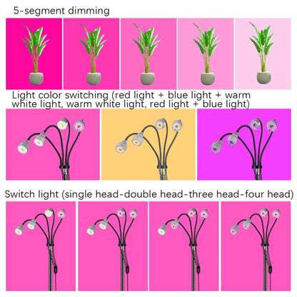 LED Plant Lamp With 1.6m Stand USB Remote Control Dimming Grow Light, Style: Four Head(Full Spectral) - LED Grow Lights by PMC Jewellery | Online Shopping South Africa | PMC Jewellery