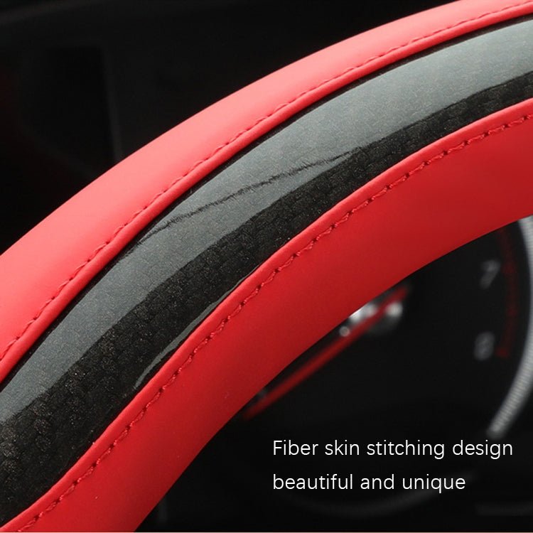 Leather Carbon Fiber Stitching Car Steering Wheel Set, Diameter: 38cm(Black D Shape) - Steering Wheel Accessories by PMC Jewellery | Online Shopping South Africa | PMC Jewellery