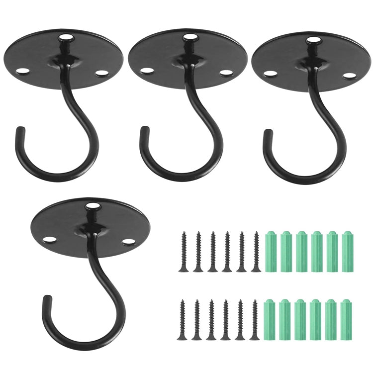 4 PCS Iron Ceiling Hook Balcony Flower Basket Hook Wall Clothes Hook(Black) - Shelf & Hooks by PMC Jewellery | Online Shopping South Africa | PMC Jewellery