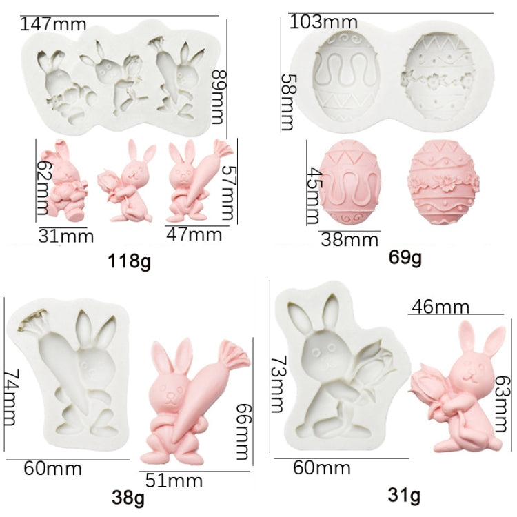 2 PCS Easter Bunny Egg Chocolate Baking Clay Silicone Mold, Specification: Double Egg - Arts & Crafts by PMC Jewellery | Online Shopping South Africa | PMC Jewellery