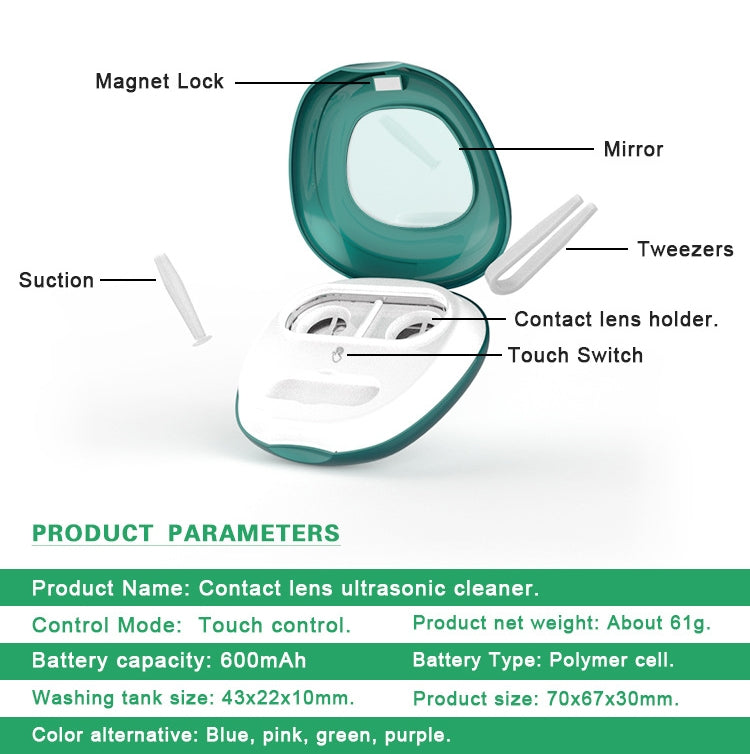 BAKU BA-2030 Portable Ultrasonic Contact Lens Cleaner(Purple) - Ultrasonic Cleaner by BAKU | Online Shopping South Africa | PMC Jewellery