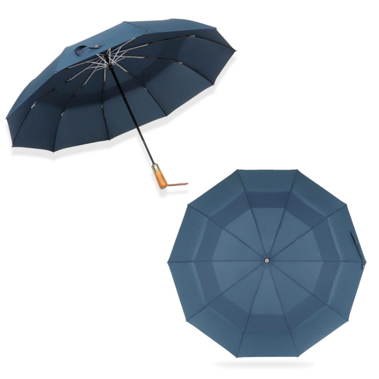PARACHASE Ten-bone Double-layer Large Windproof Business Automatic Folding Umbrella(Navy) - free shipping - PMC TechLife - Order now!