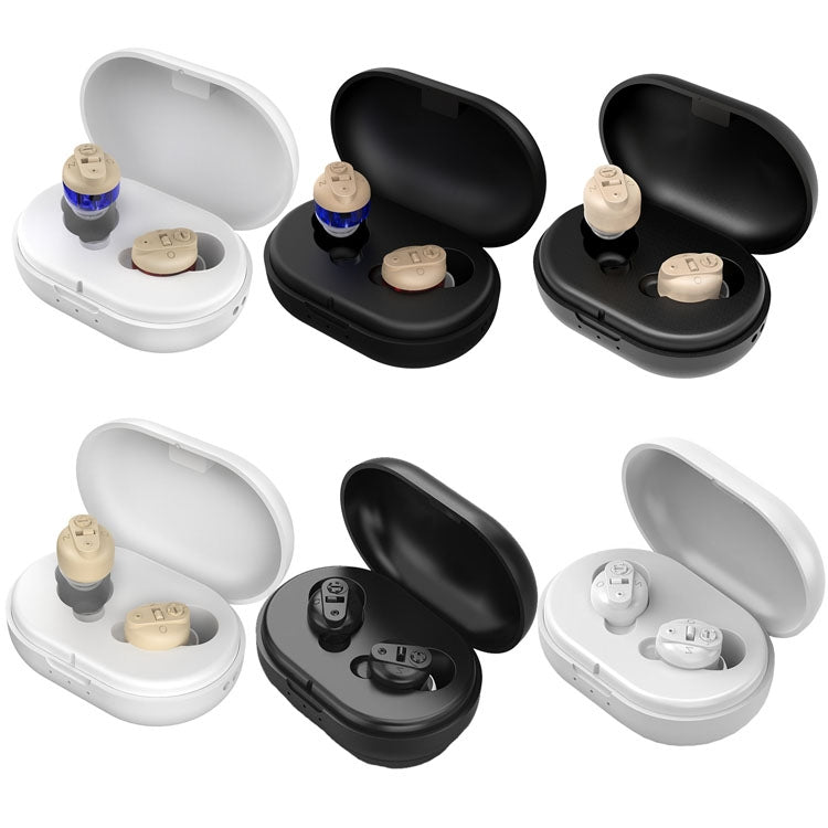 Old People Voice Amplifier Sound Collector Hearing Aid(Skin Color Double Machine + Black Charging Bin) - Hearing Aids by PMC TechLife | Online Shopping South Africa | PMC TechLife