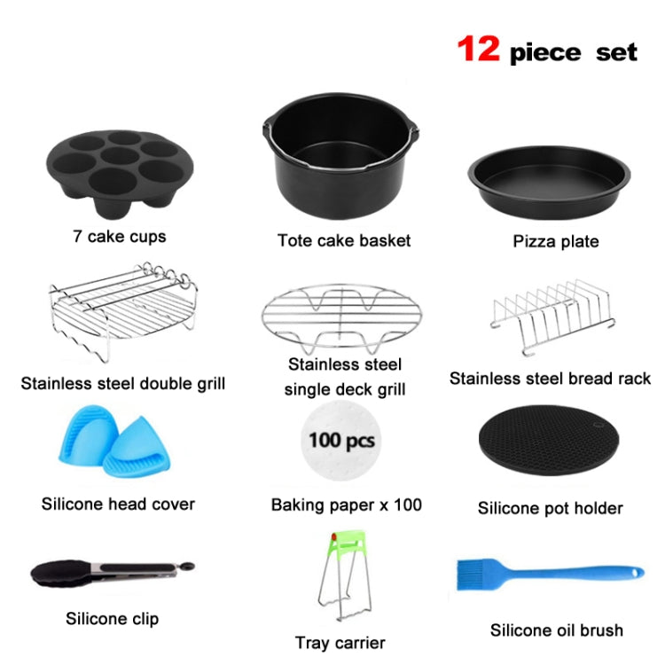 12 PCS/Set 7 Inch Air Fryer Baking Accessories Stainless Steel Set - Kitchen Machine Accessories & Parts by PMC Jewellery | Online Shopping South Africa | PMC Jewellery