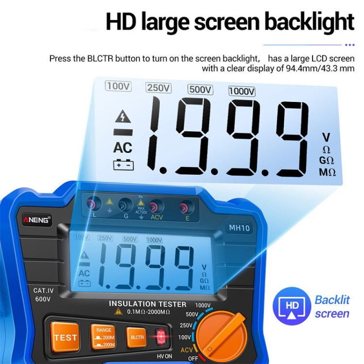 ANENG MH10 Digital High Precision Insulation Resistance Tester(Blue) - free shipping - PMC TechLife - Order now!
